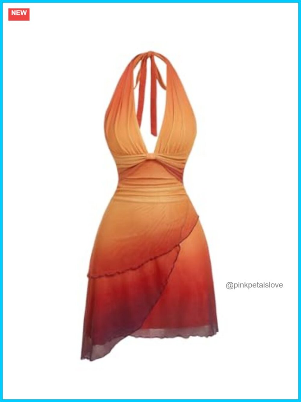 Women's Halter Mini Dress Ombre Mesh Backless Fit Flare Summer Party